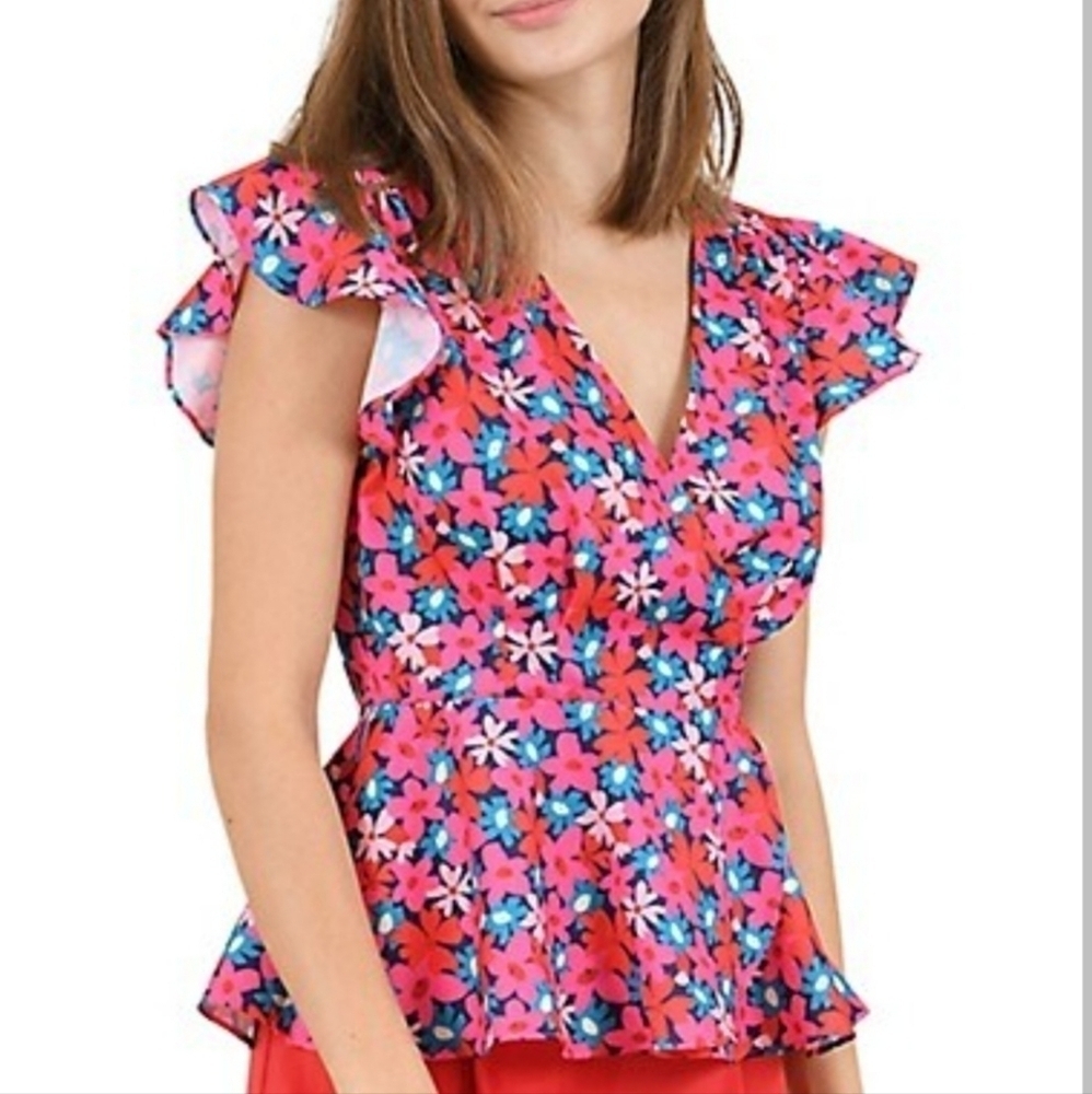 Molly Bracken Floral Print‎ V-Neck Wrap Top
